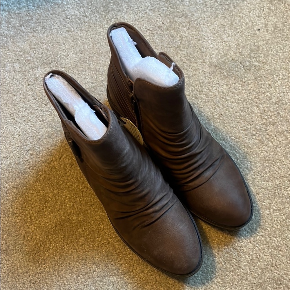 BareTraps Brown Ankle Booties with Ruching Detail